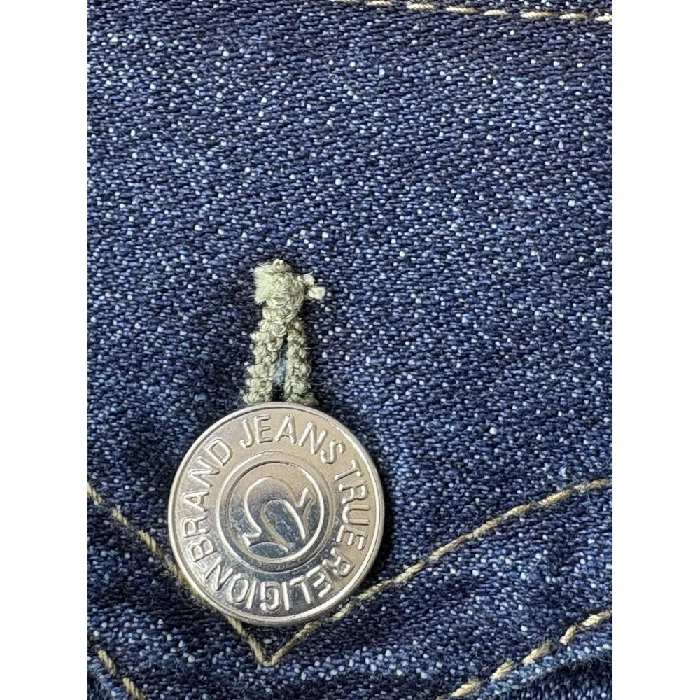 True Religon Ricky Mens Jeans Blue Denim Size 38x32 Flap rear‎ pockets
